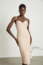 Priscille kristal midi elbise