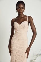 Priscille kristal midi elbise