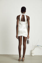 Tahiti asimetrik mini elbise