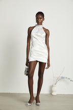 Tahiti asimetrik mini elbise