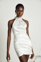 Tahiti asimetrik mini elbise