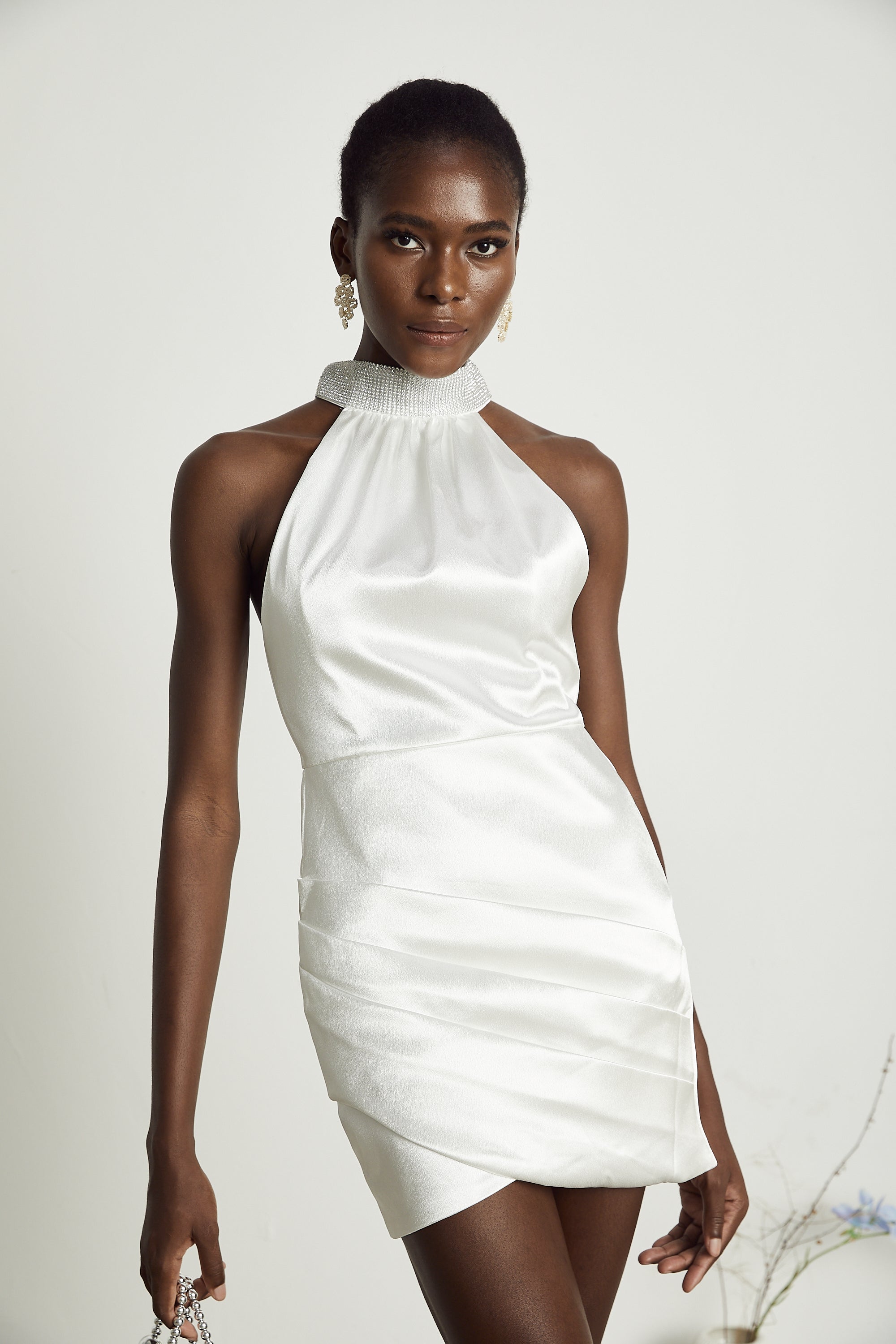 Tahiti asimetrik mini elbise