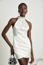 Tahiti asimetrik mini elbise