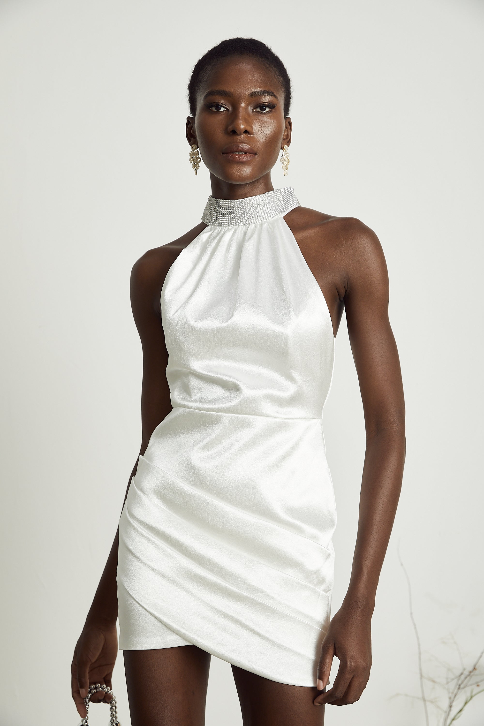 Tahiti asimetrik mini elbise