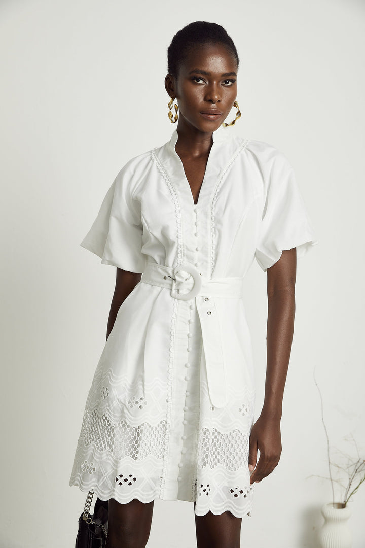 Raphaëlle dantelli mini elbise