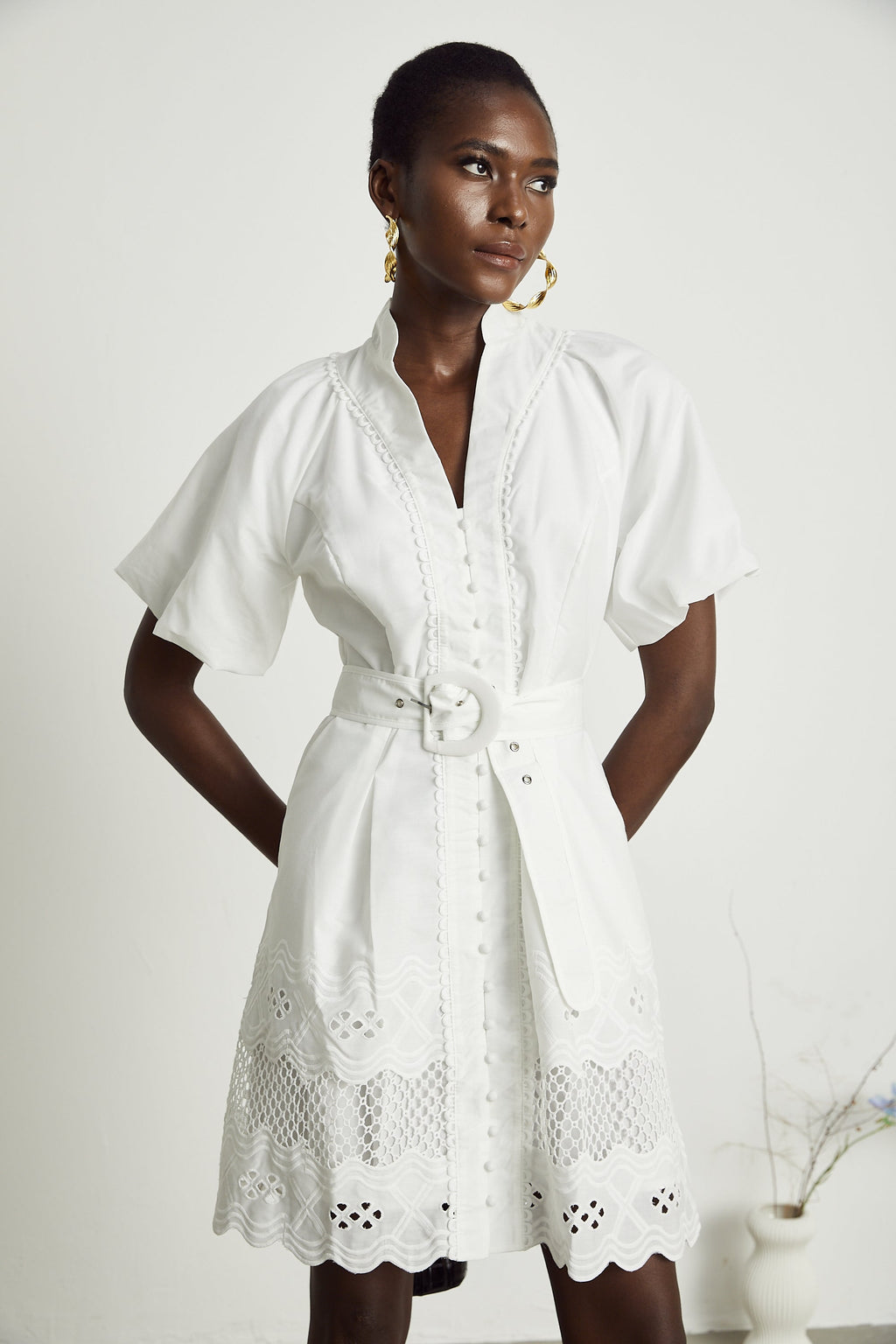 Raphaëlle dantelli mini elbise