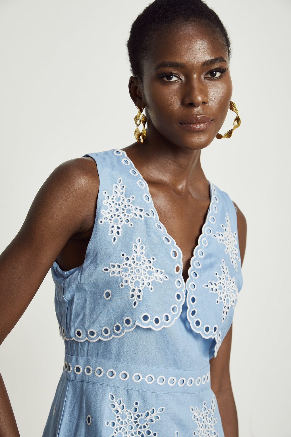 Holly broderie mini elbise