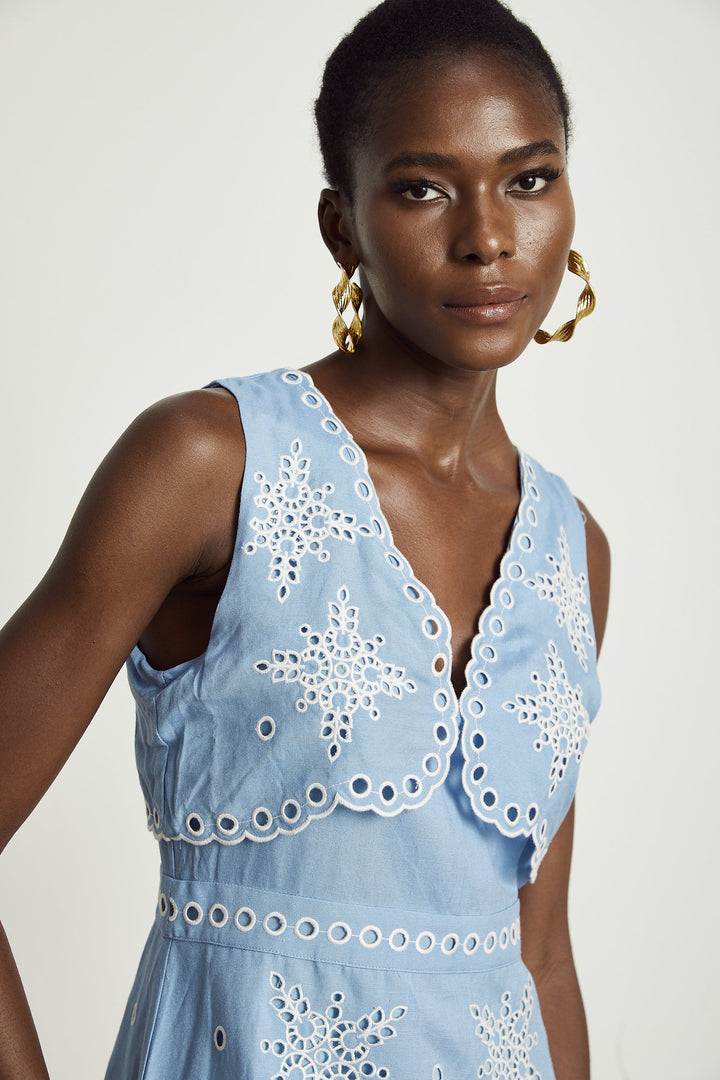 Holly broderie mini elbise