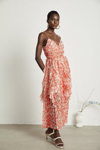 Sandrine desenli midi elbise