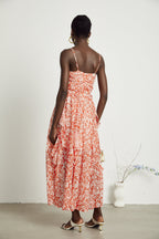 Sandrine desenli midi elbise