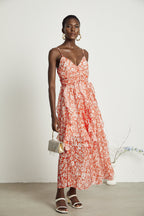 Sandrine desenli midi elbise