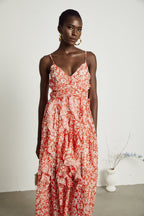 Sandrine desenli midi elbise