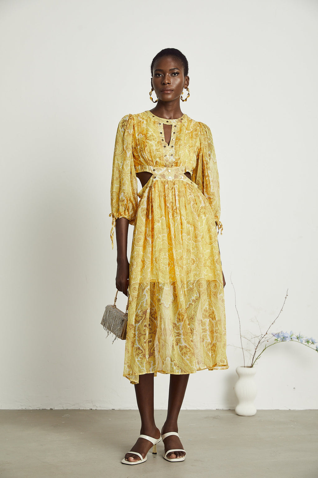 Nadine desen midi elbise