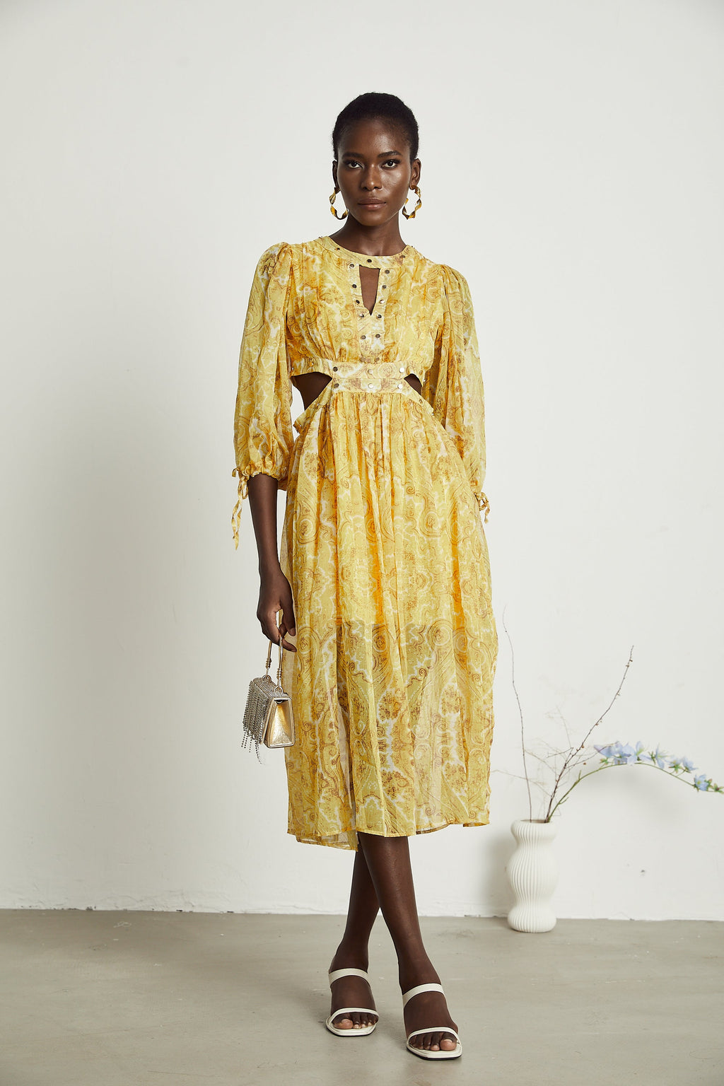 Nadine desen midi elbise