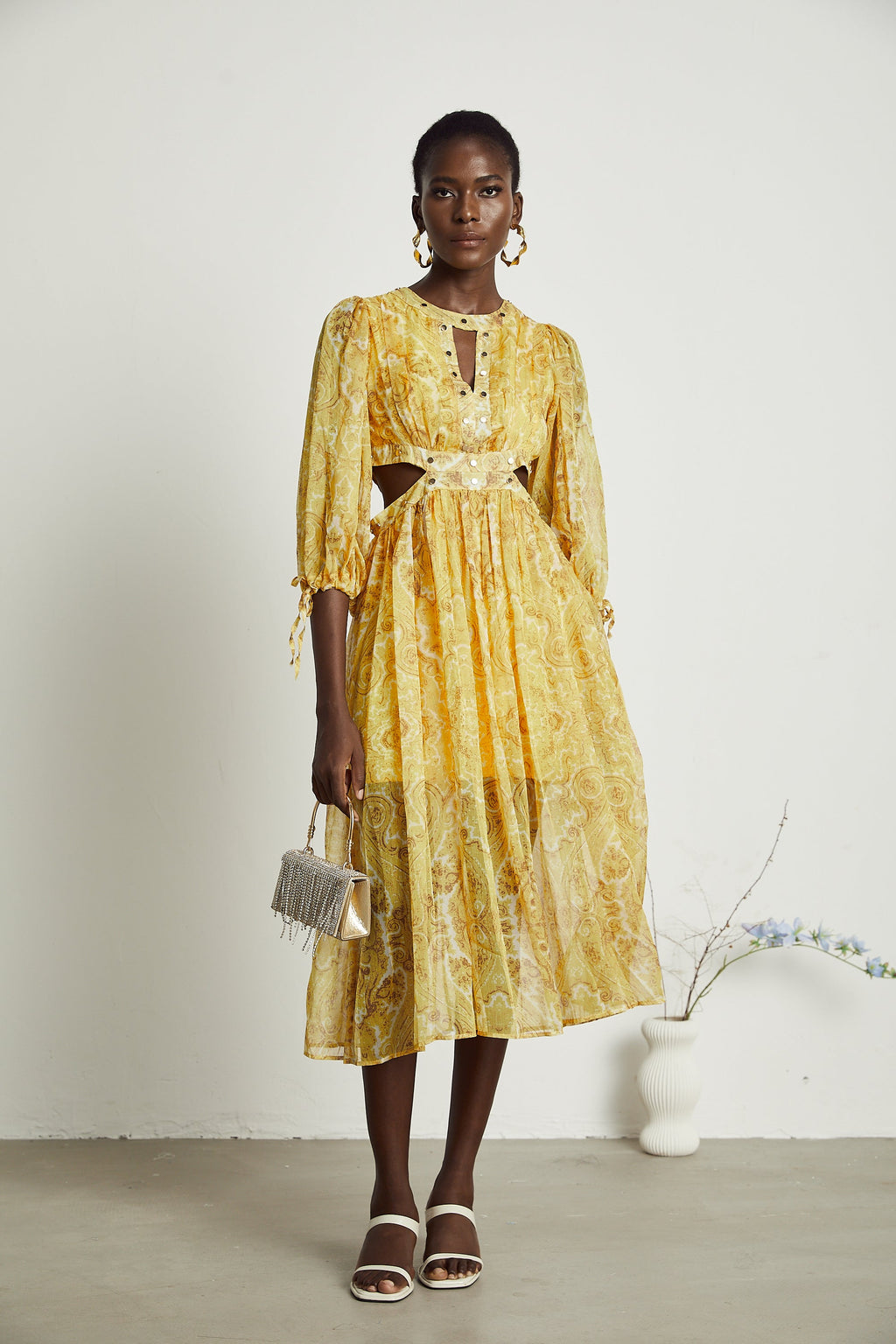 Nadine desen midi elbise