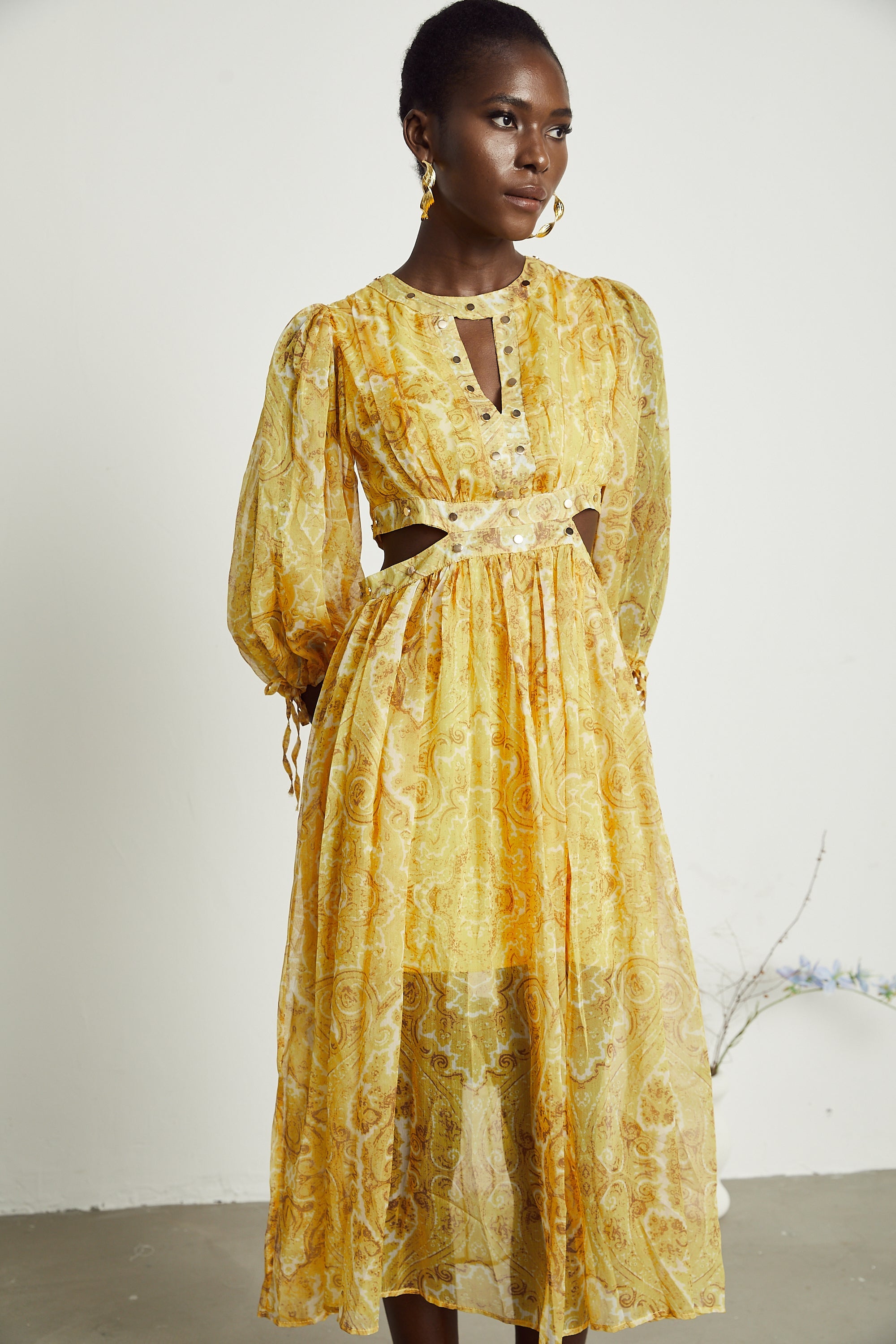 Nadine desen midi elbise