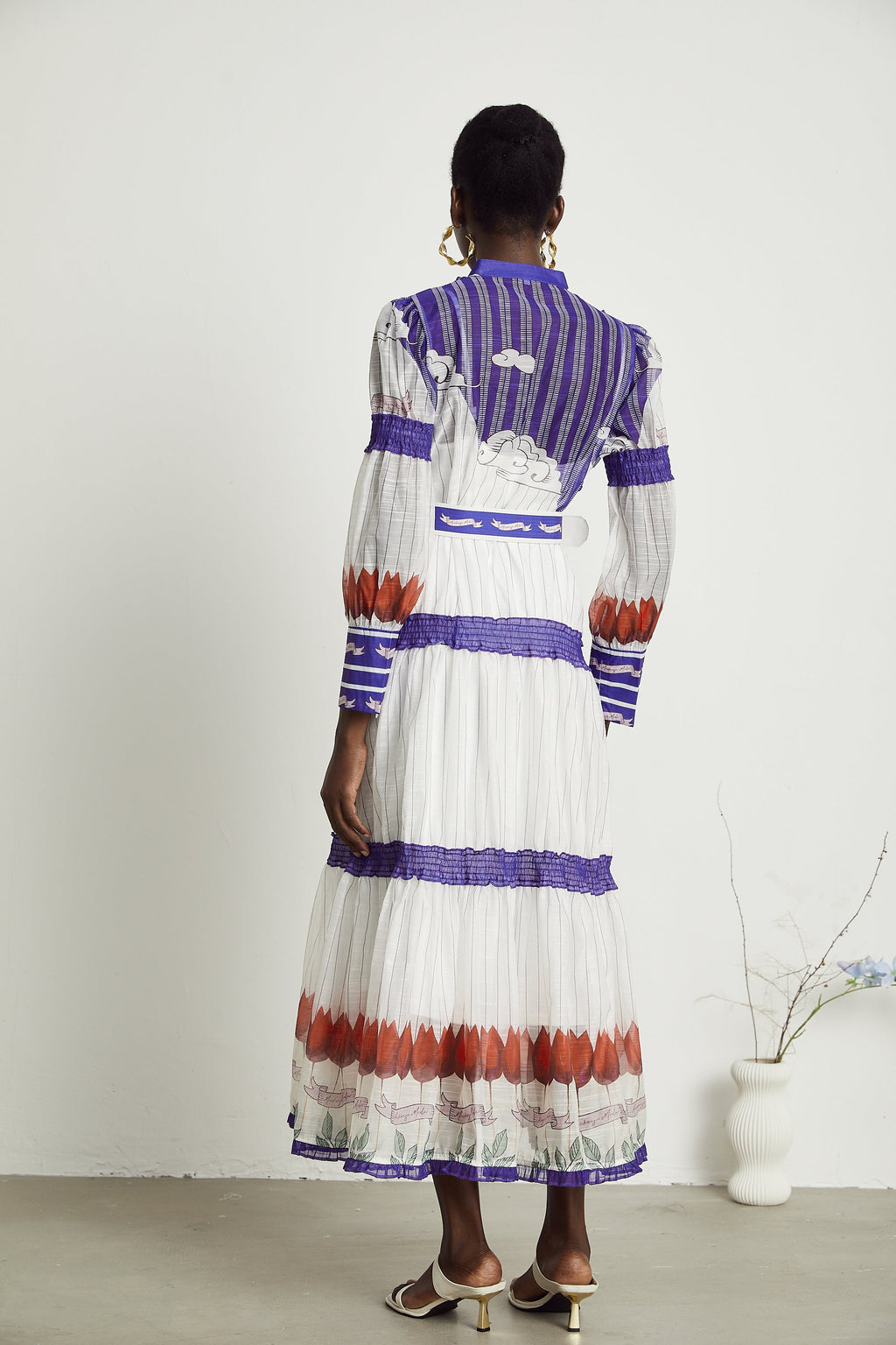 Raphaëlle baskılı midi elbise