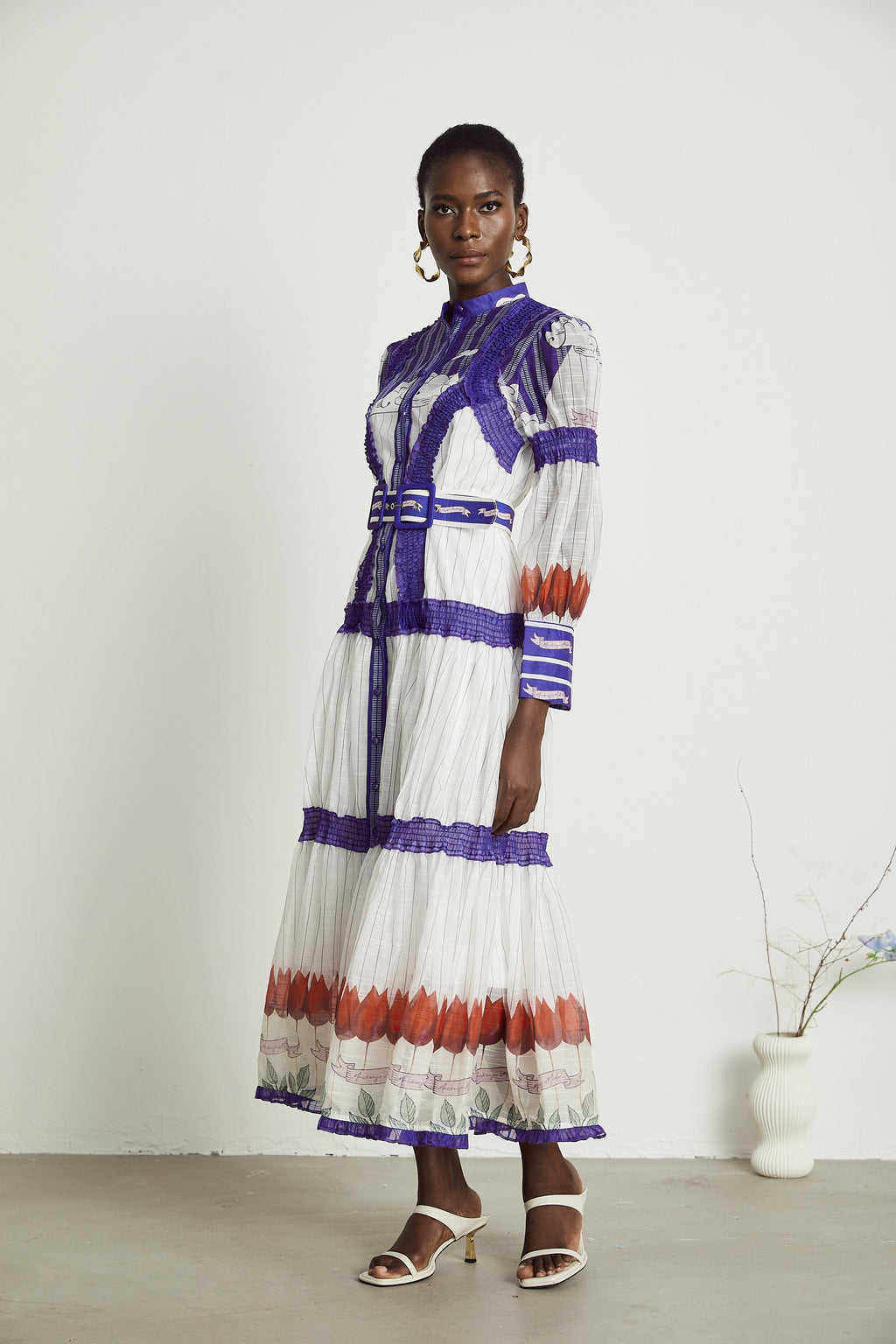 Raphaëlle baskılı midi elbise