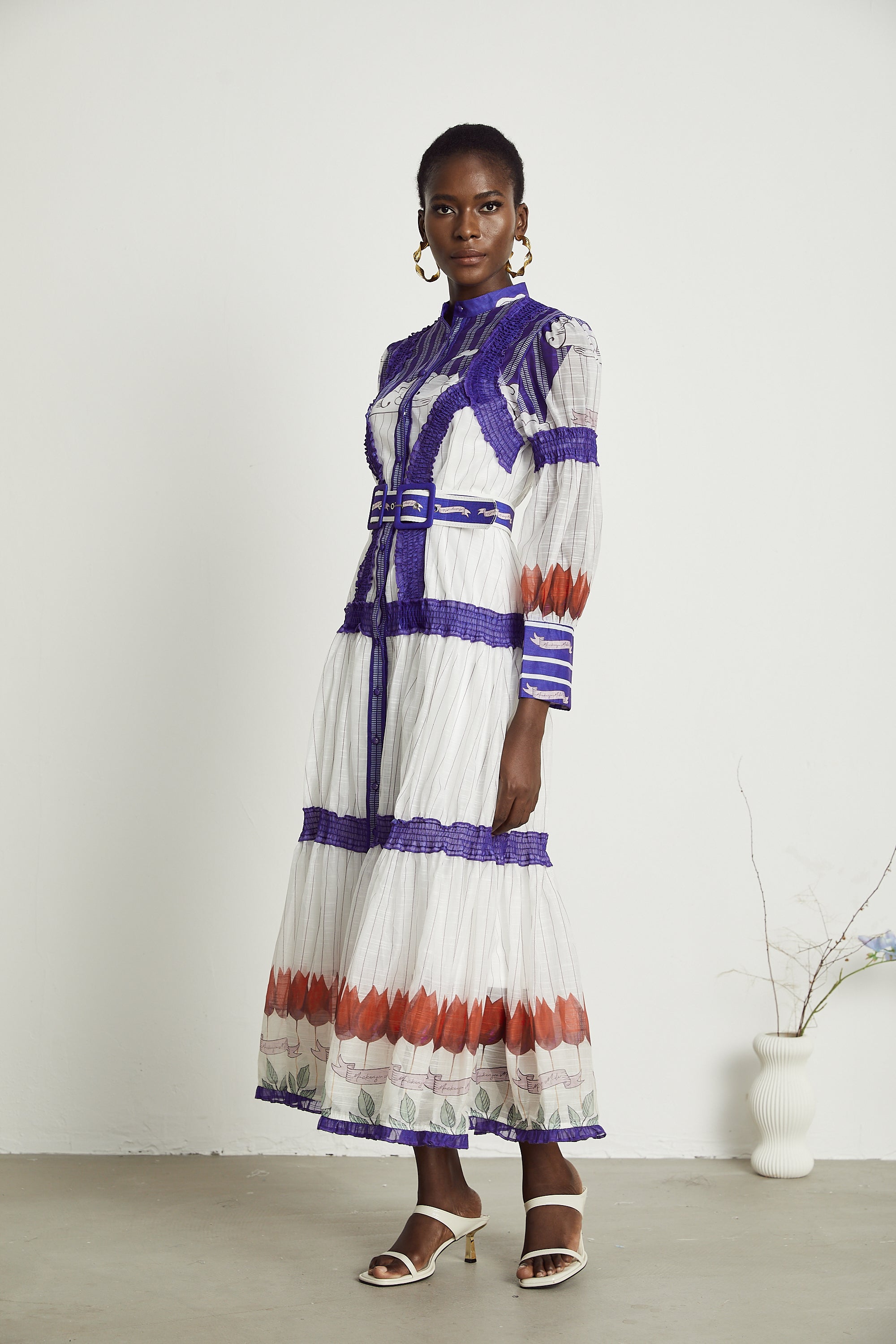 Raphaëlle baskılı midi elbise