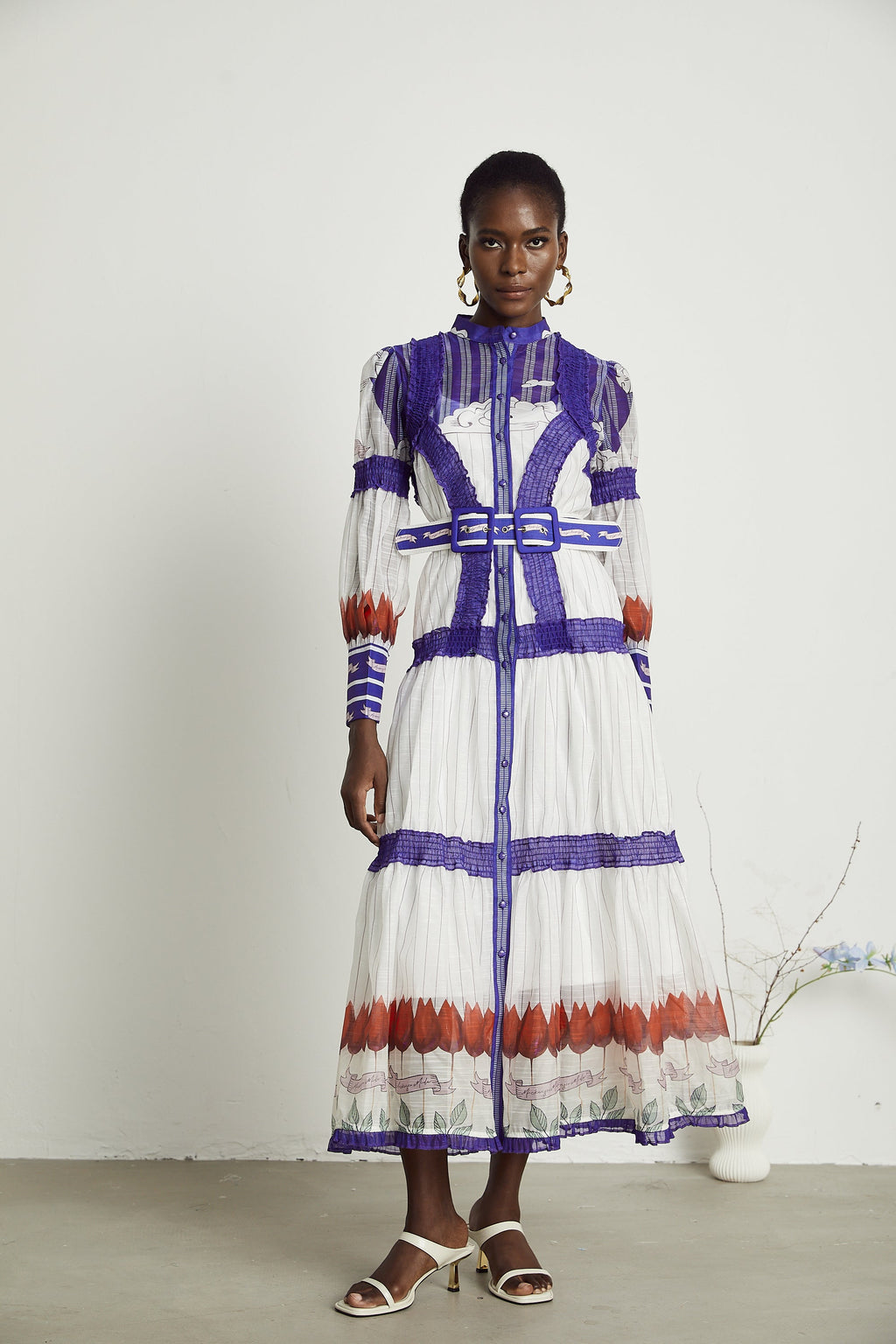 Raphaëlle baskılı midi elbise