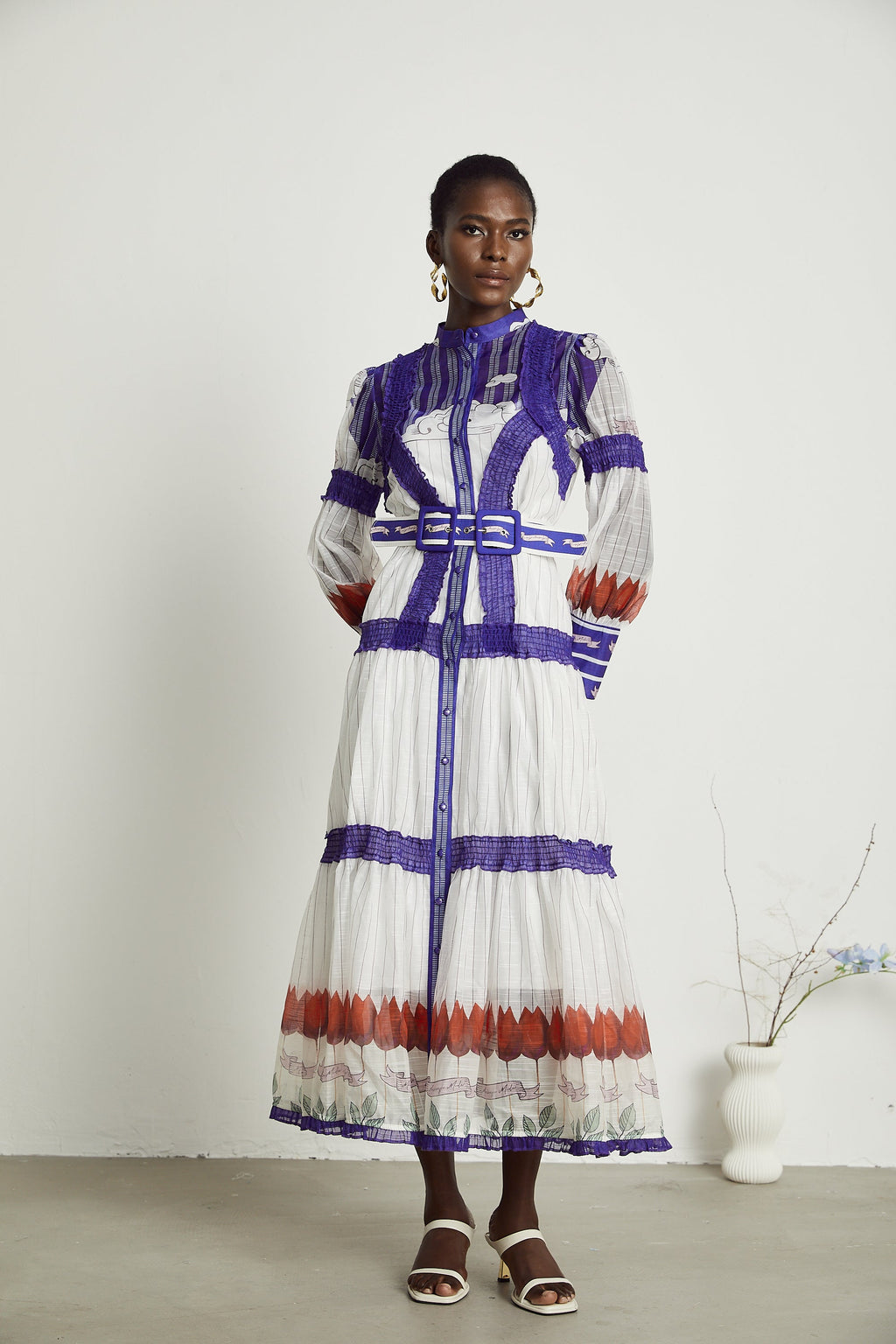 Raphaëlle baskılı midi elbise