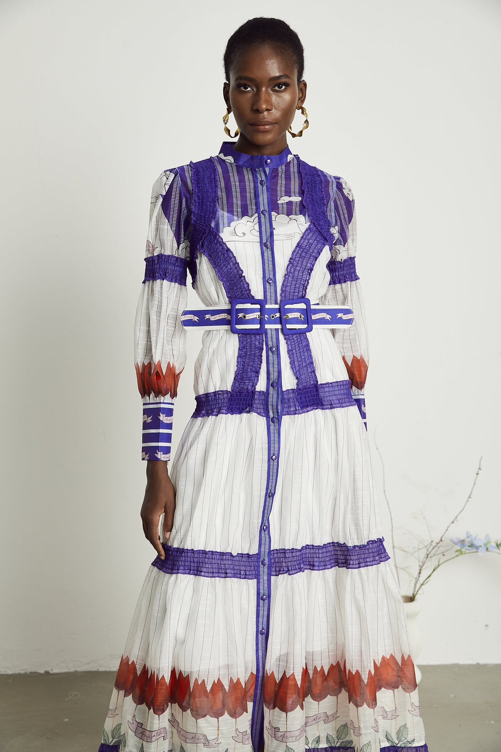 Raphaëlle baskılı midi elbise