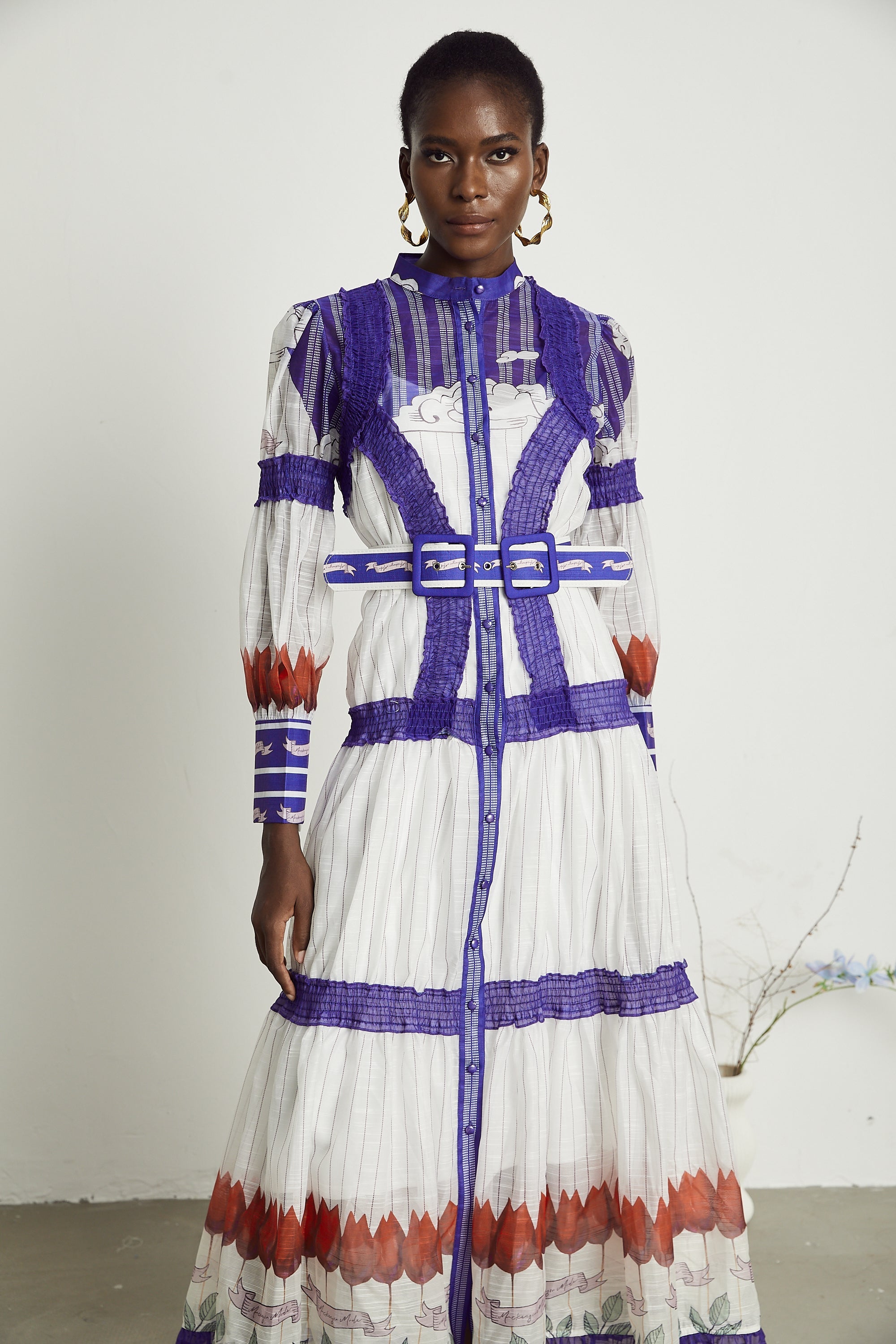 Raphaëlle baskılı midi elbise