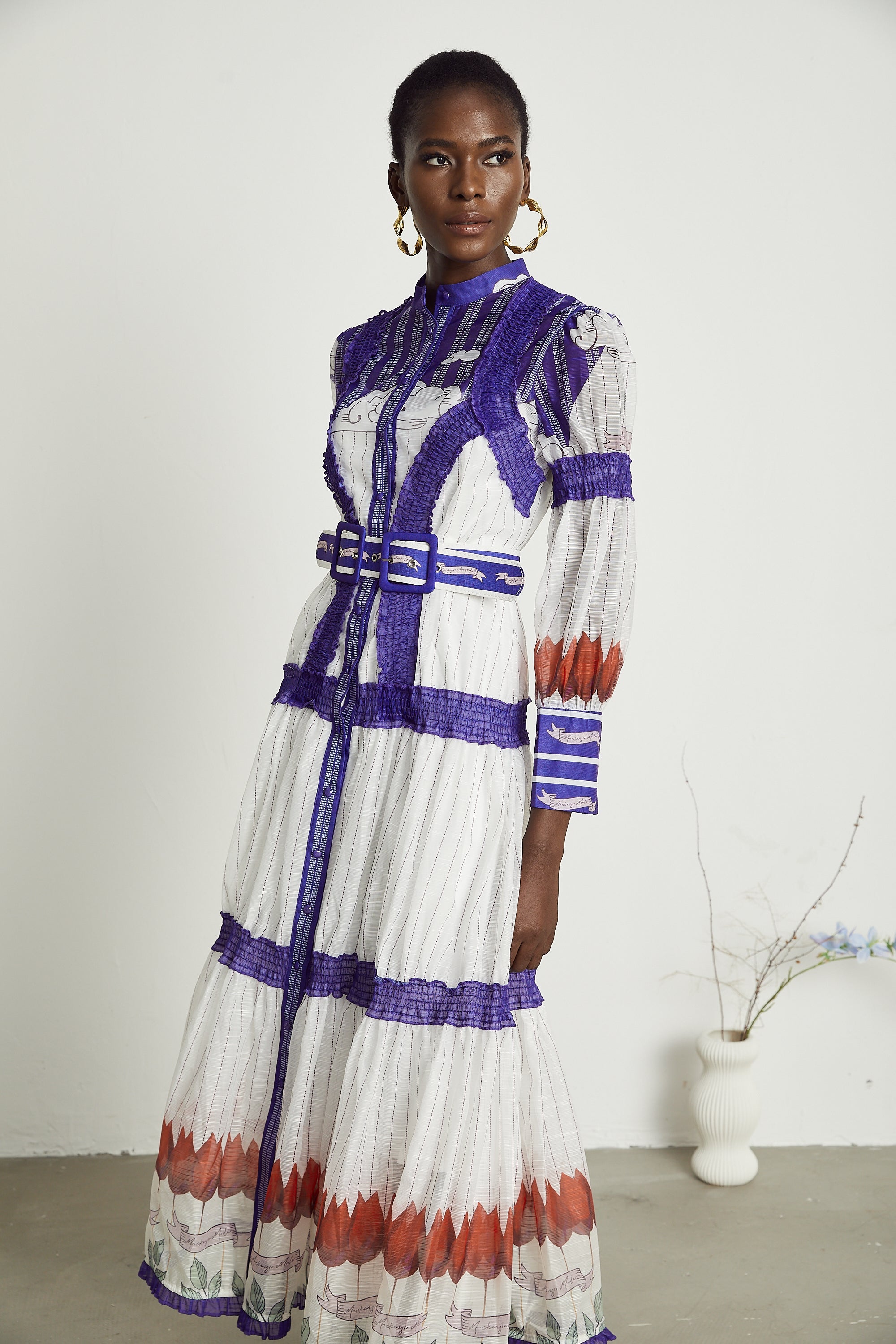 Raphaëlle baskılı midi elbise