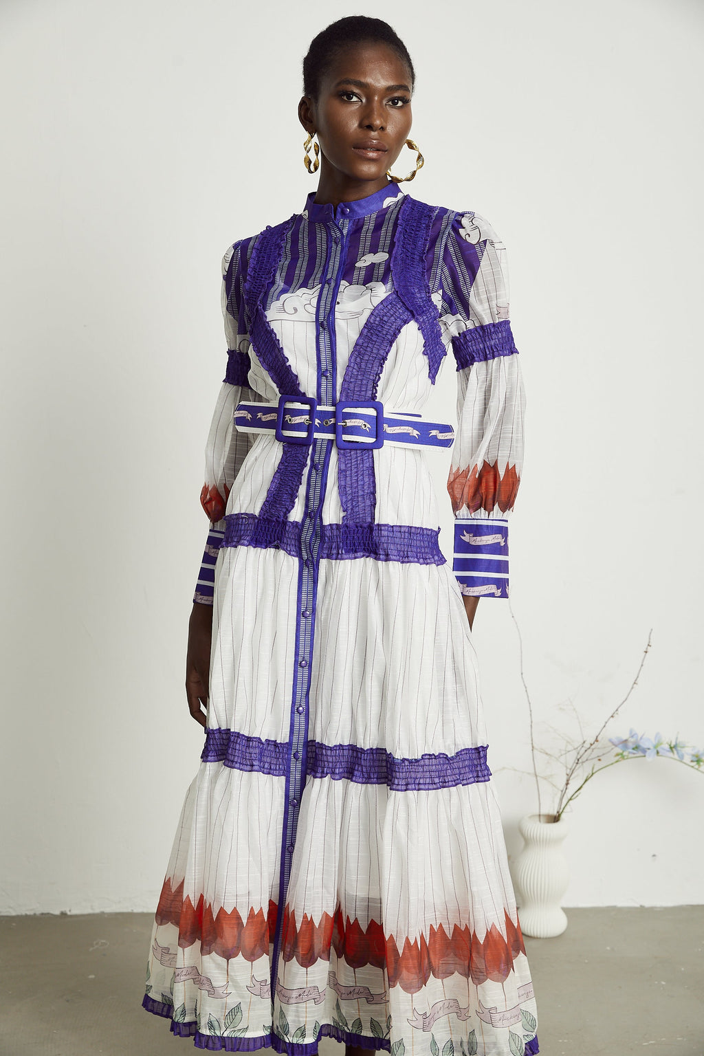 Raphaëlle baskılı midi elbise