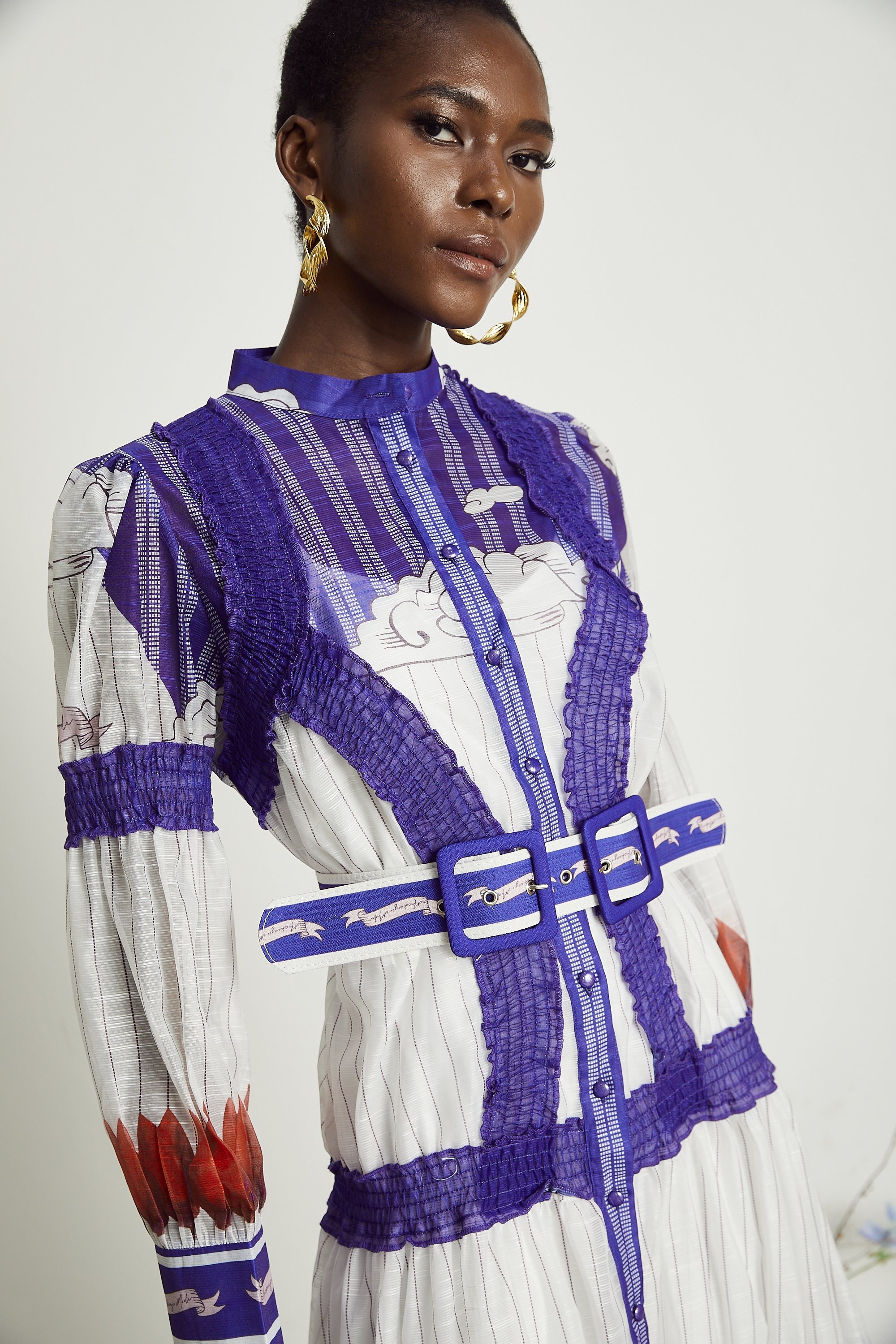 Raphaëlle baskılı midi elbise