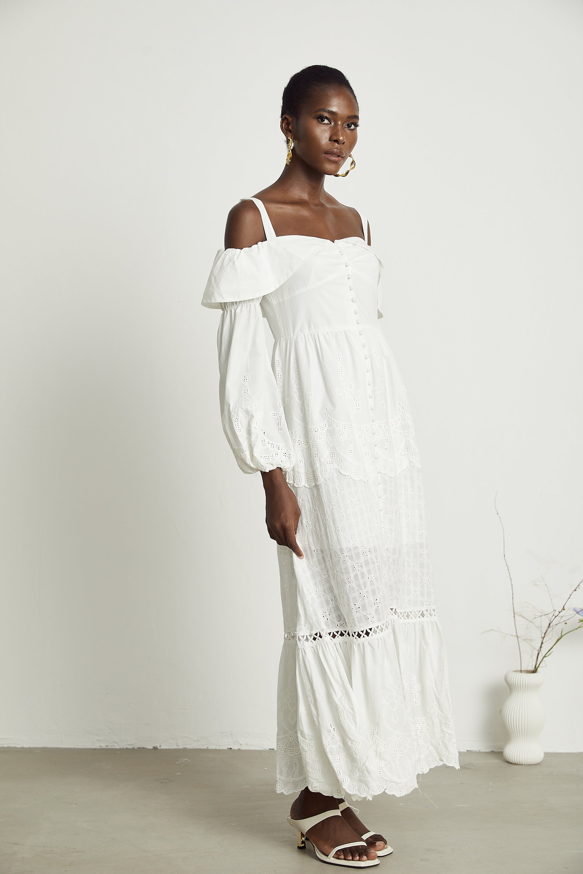 Lisette dantel midi elbise