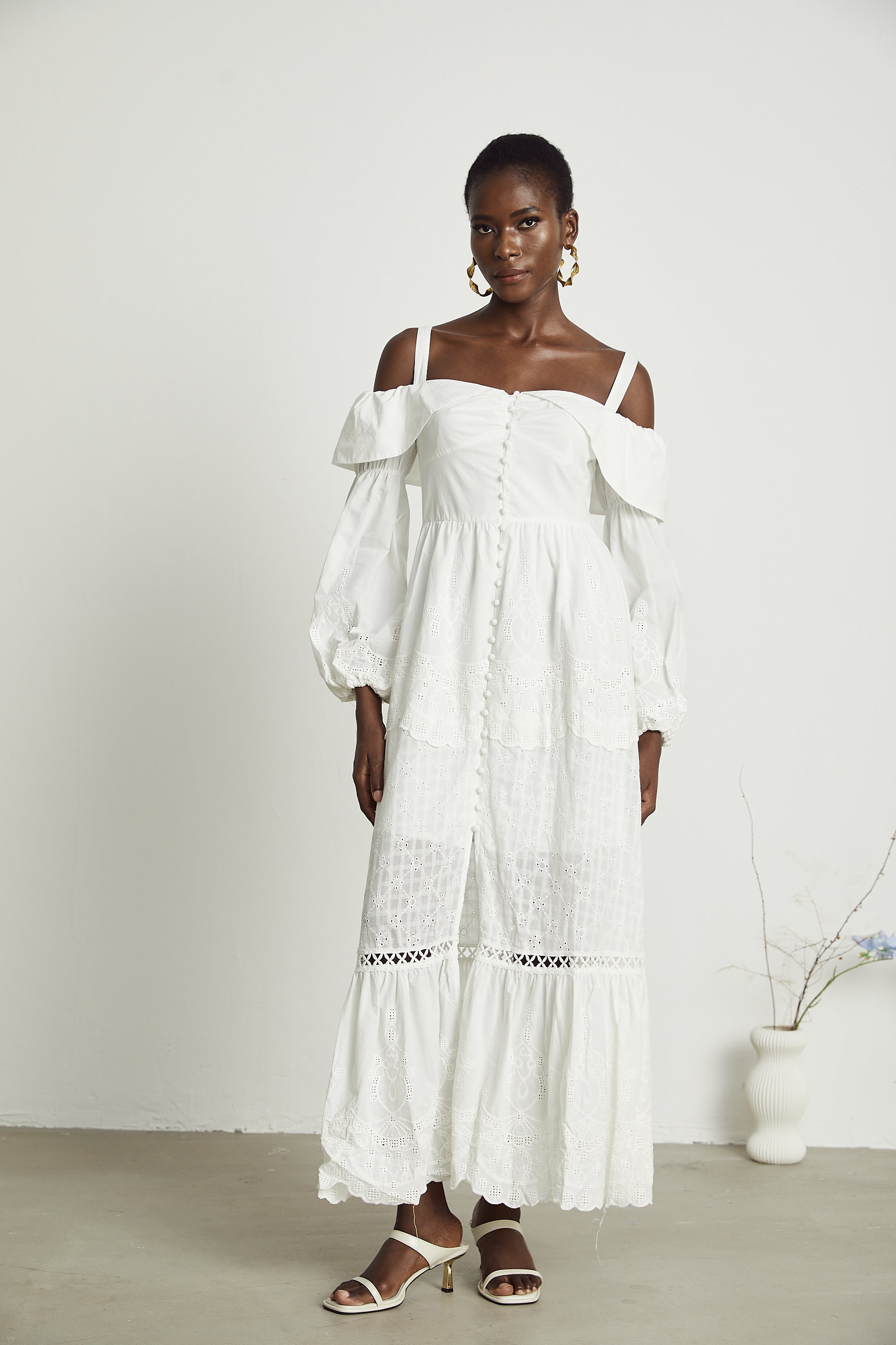 Lisette dantel midi elbise