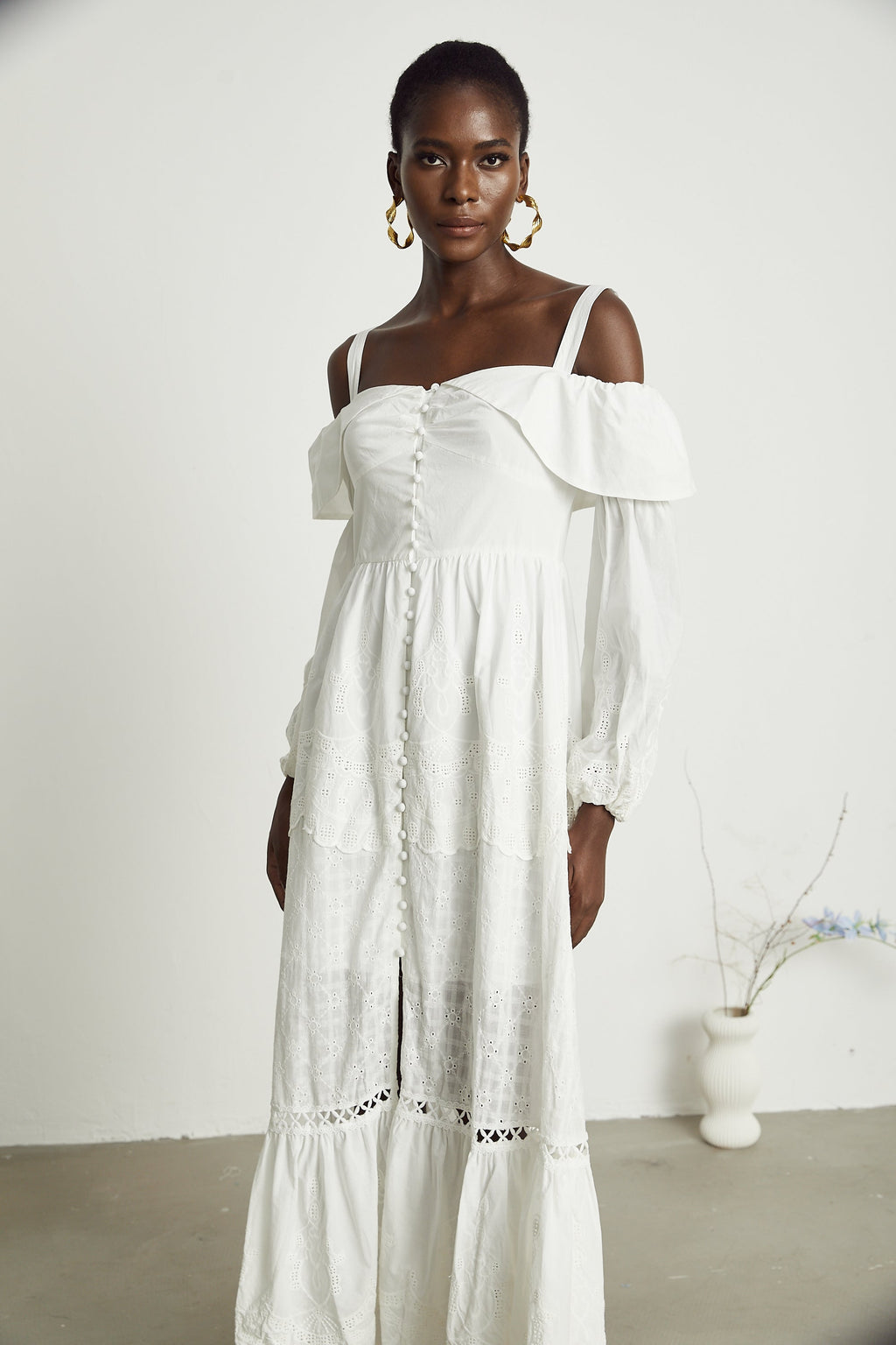 Lisette dantel midi elbise