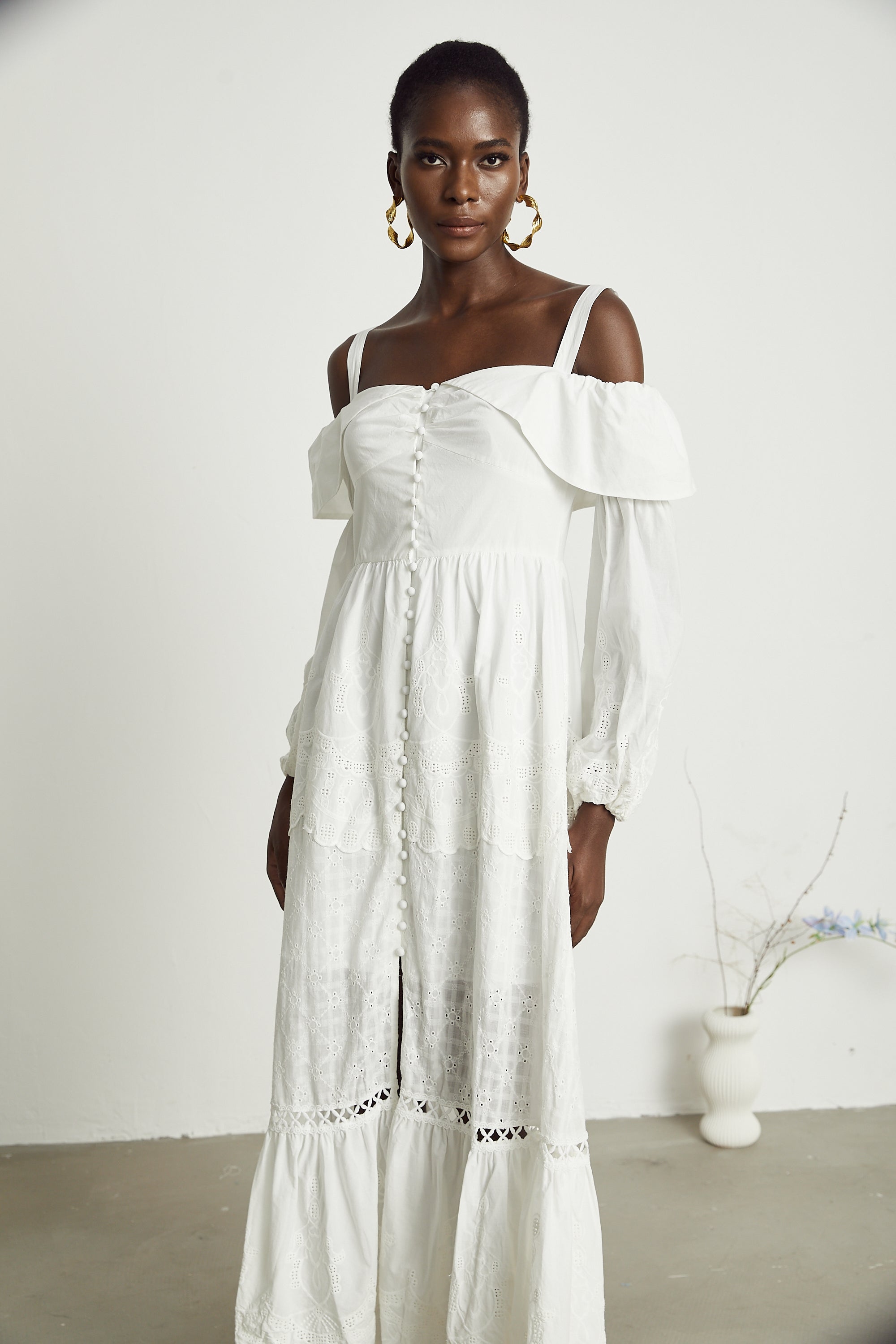 Lisette dantel midi elbise