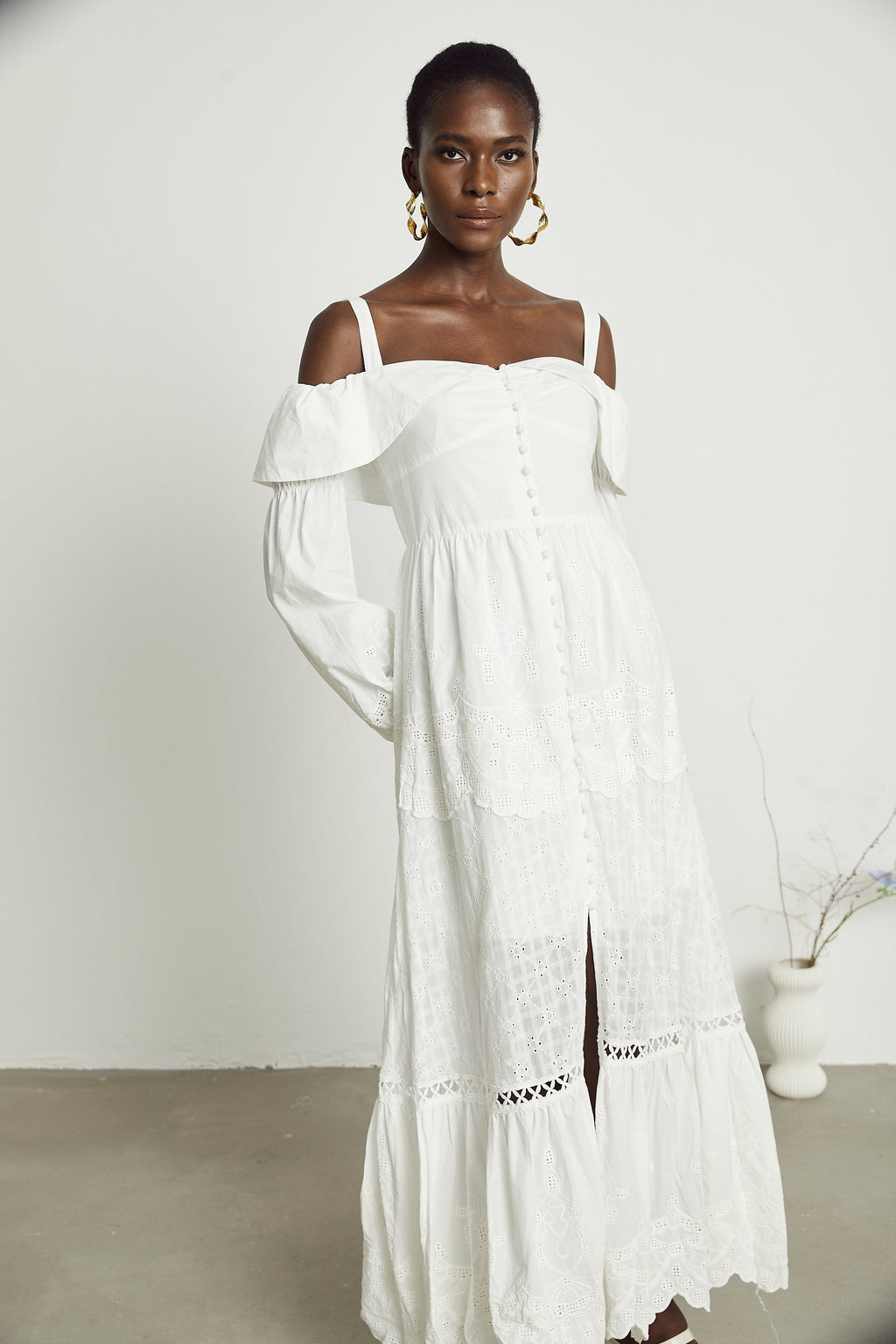 Lisette dantel midi elbise