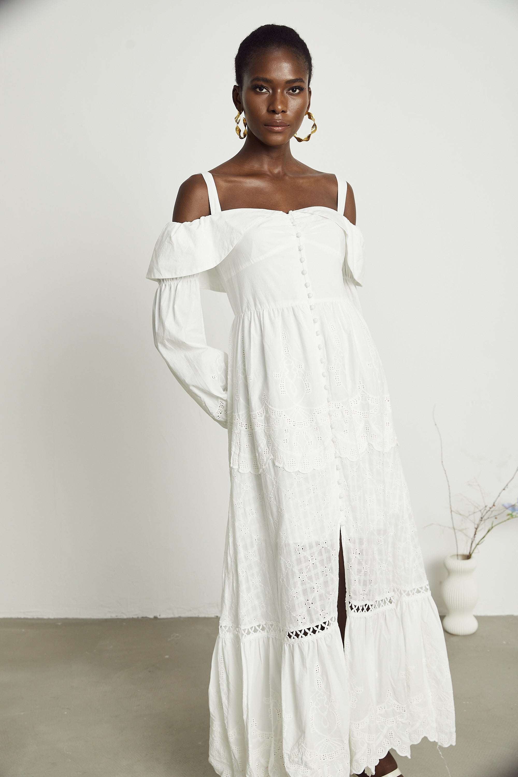 Lisette dantel midi elbise