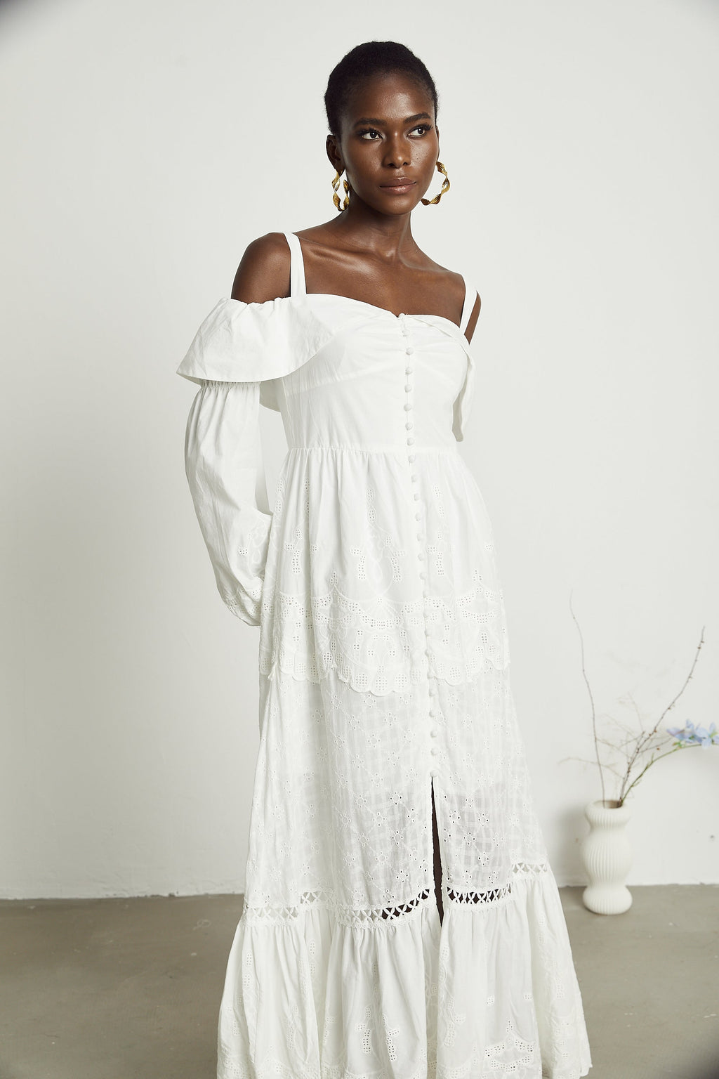 Lisette dantel midi elbise