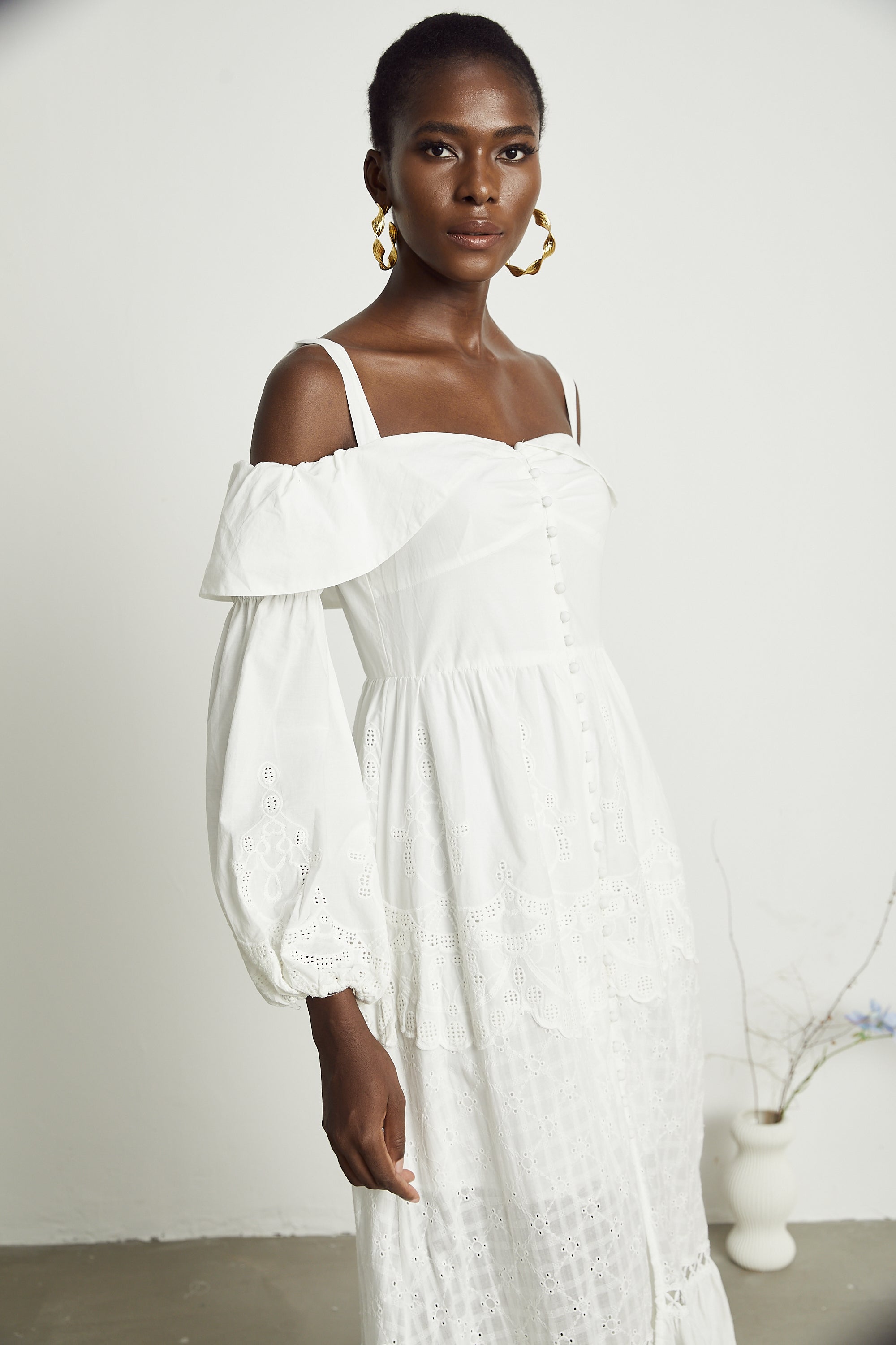 Lisette dantel midi elbise