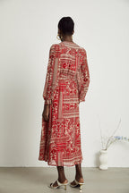 Camillera desenli midi elbise