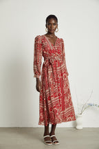 Camillera desenli midi elbise