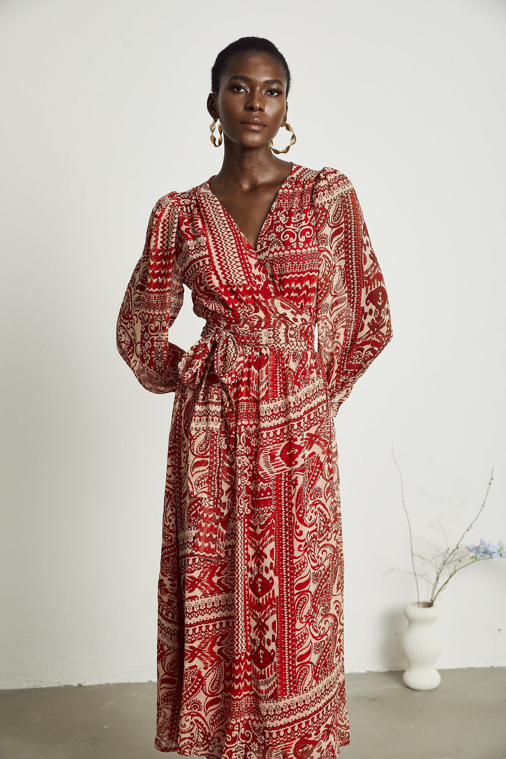 Camillera desenli midi elbise