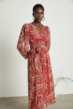 Camillera desenli midi elbise