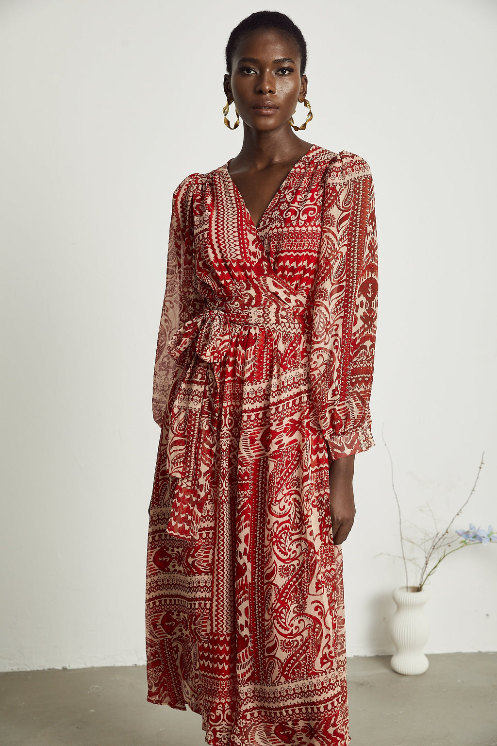 Camillera desenli midi elbise