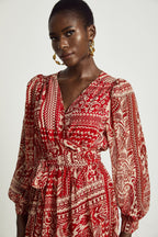 Camillera desenli midi elbise