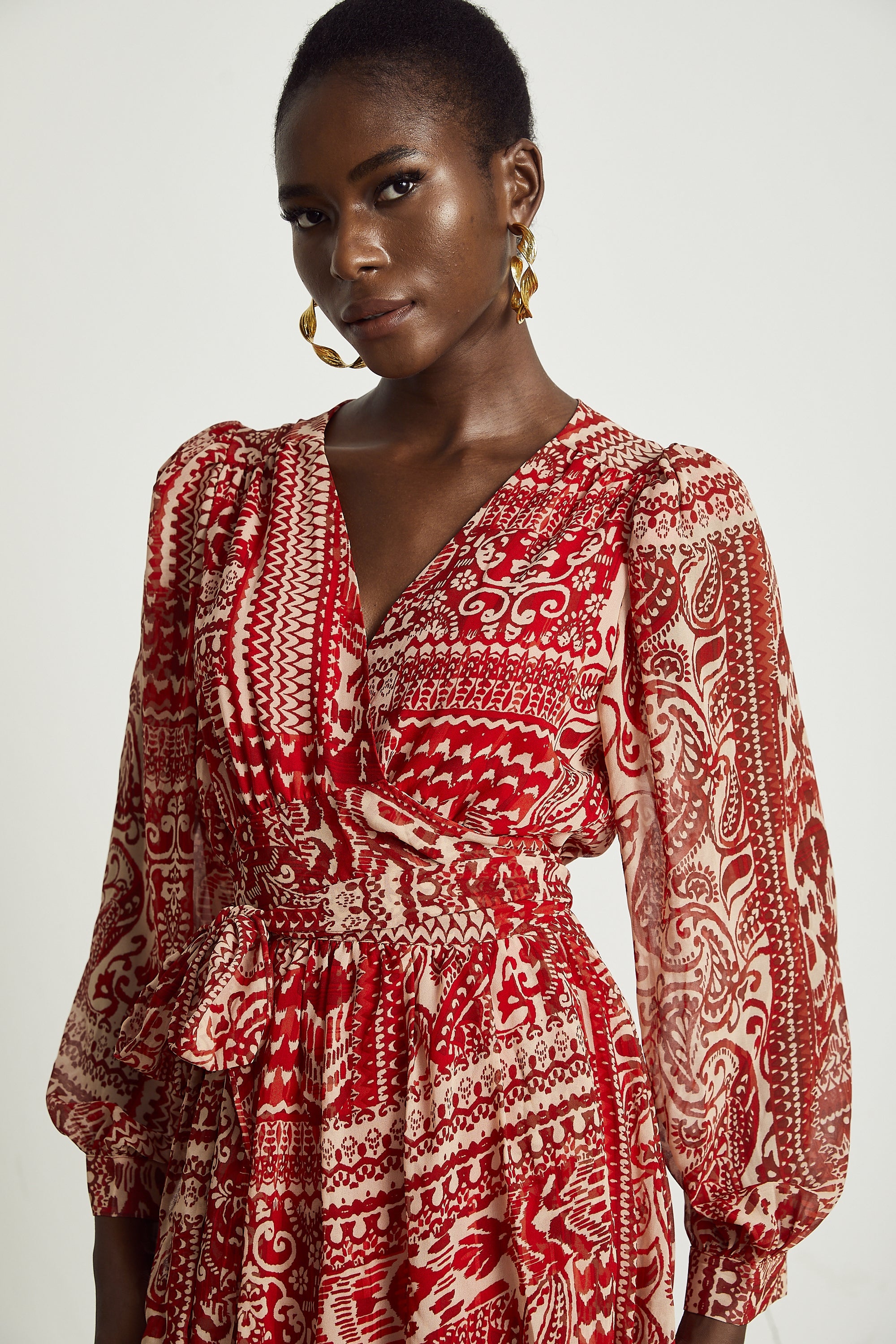 Camillera desenli midi elbise