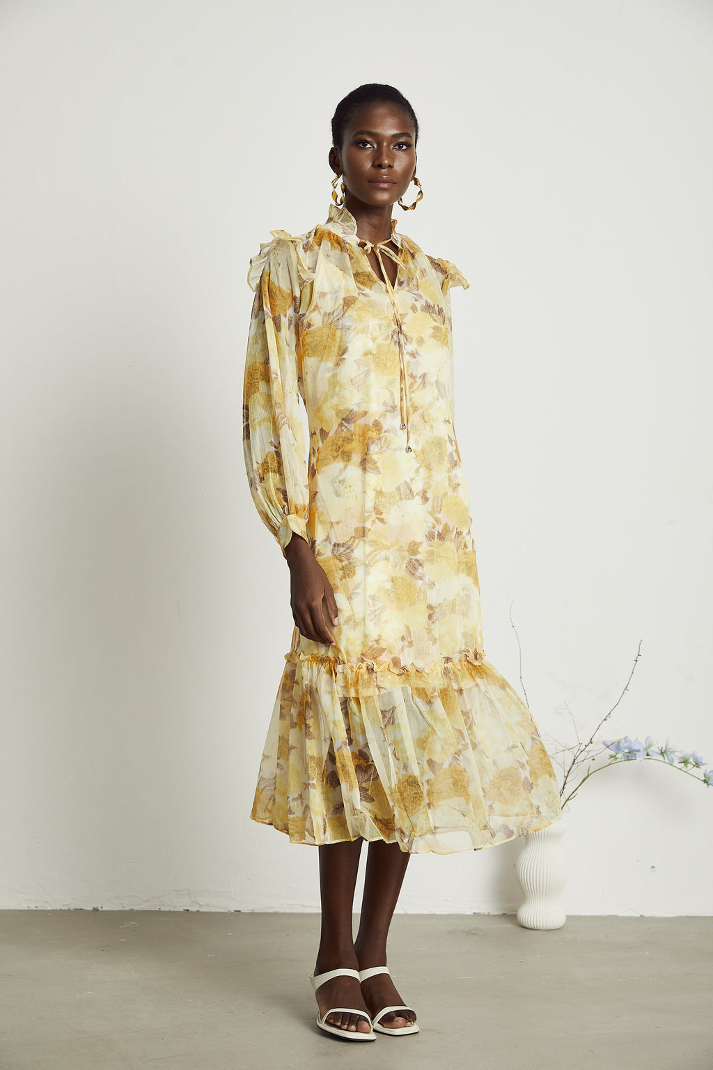 Fabienne midi elbise