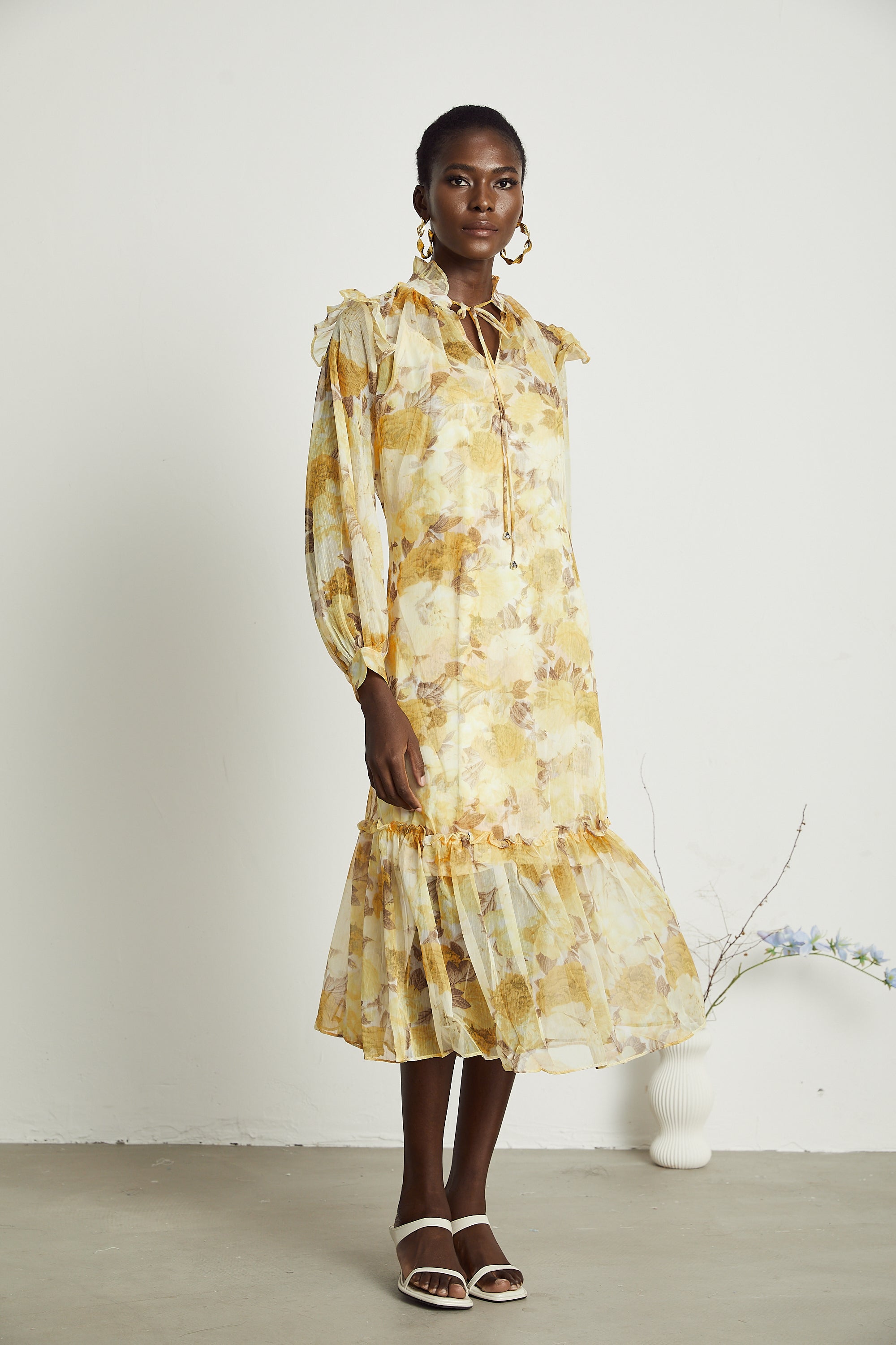 Fabienne midi elbise