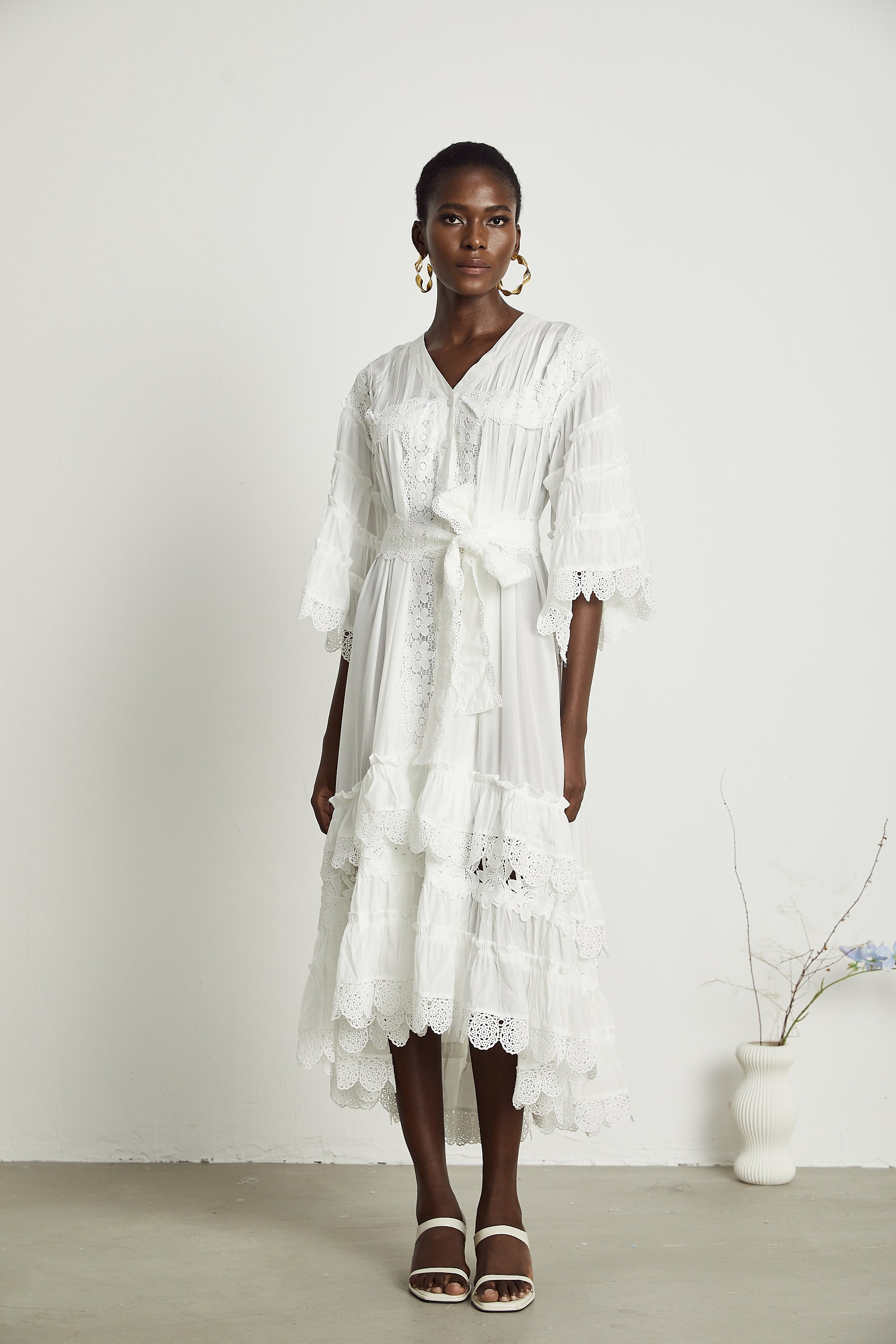 Thérèse dantel midi elbise