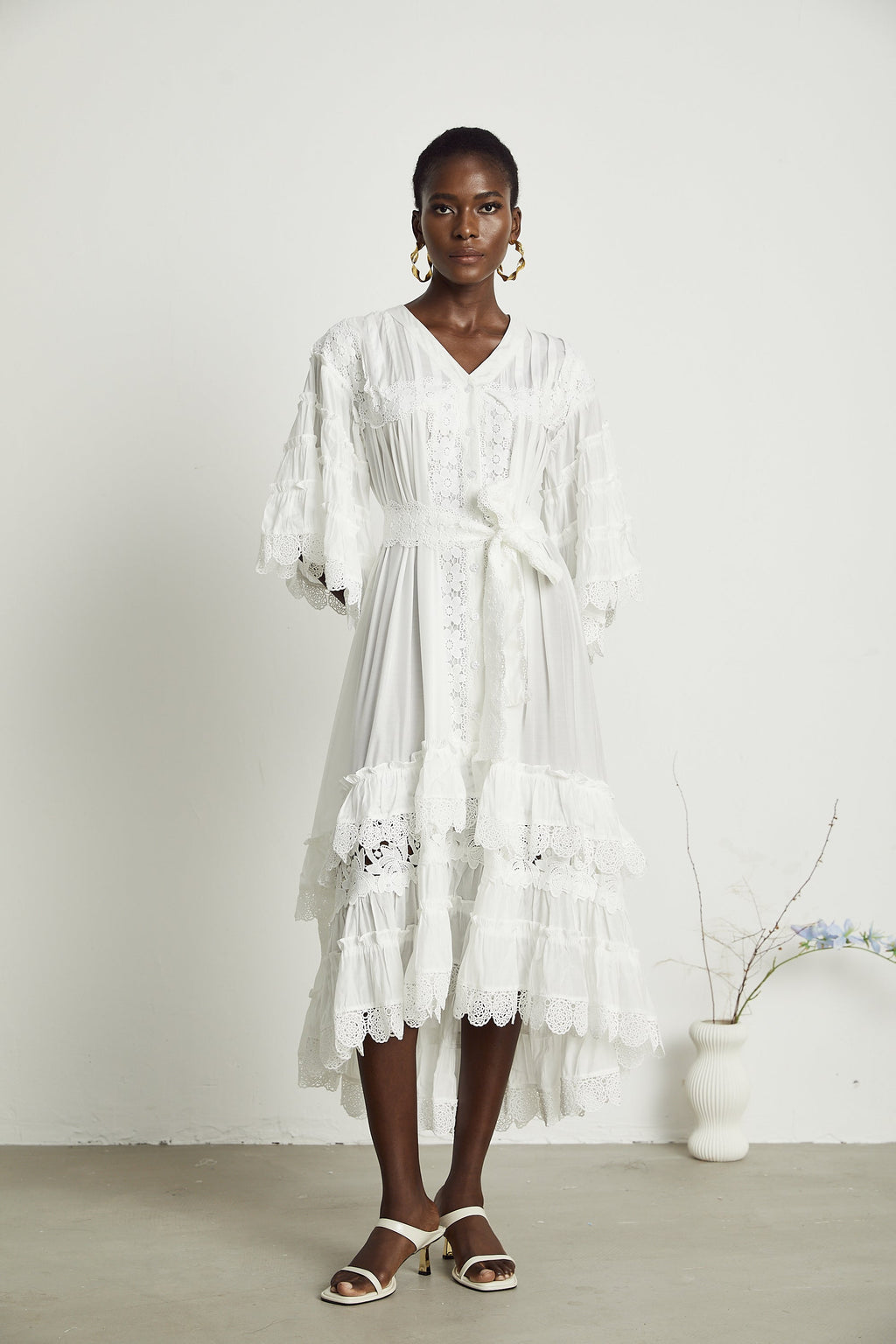 Thérèse dantel midi elbise