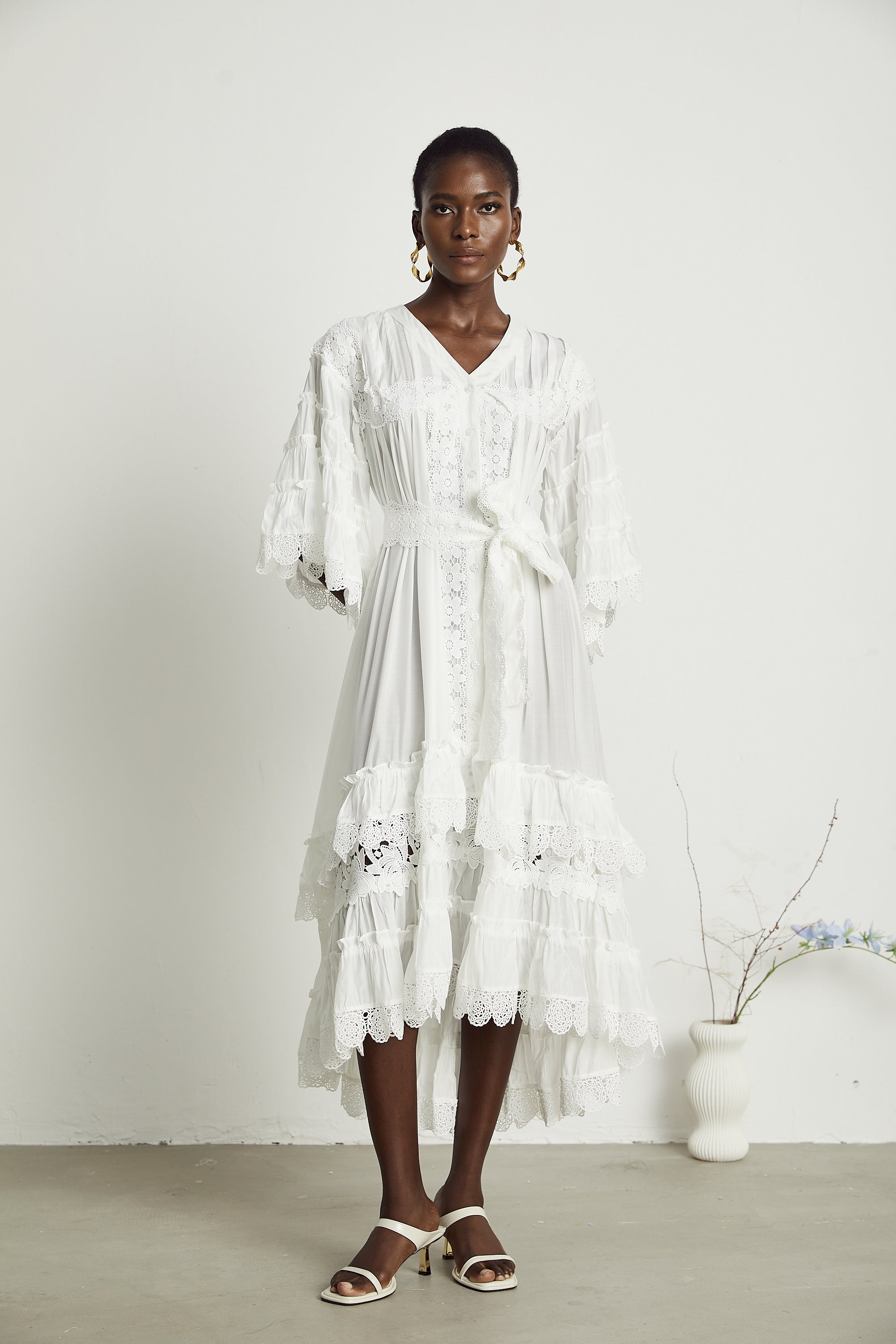 Thérèse dantel midi elbise